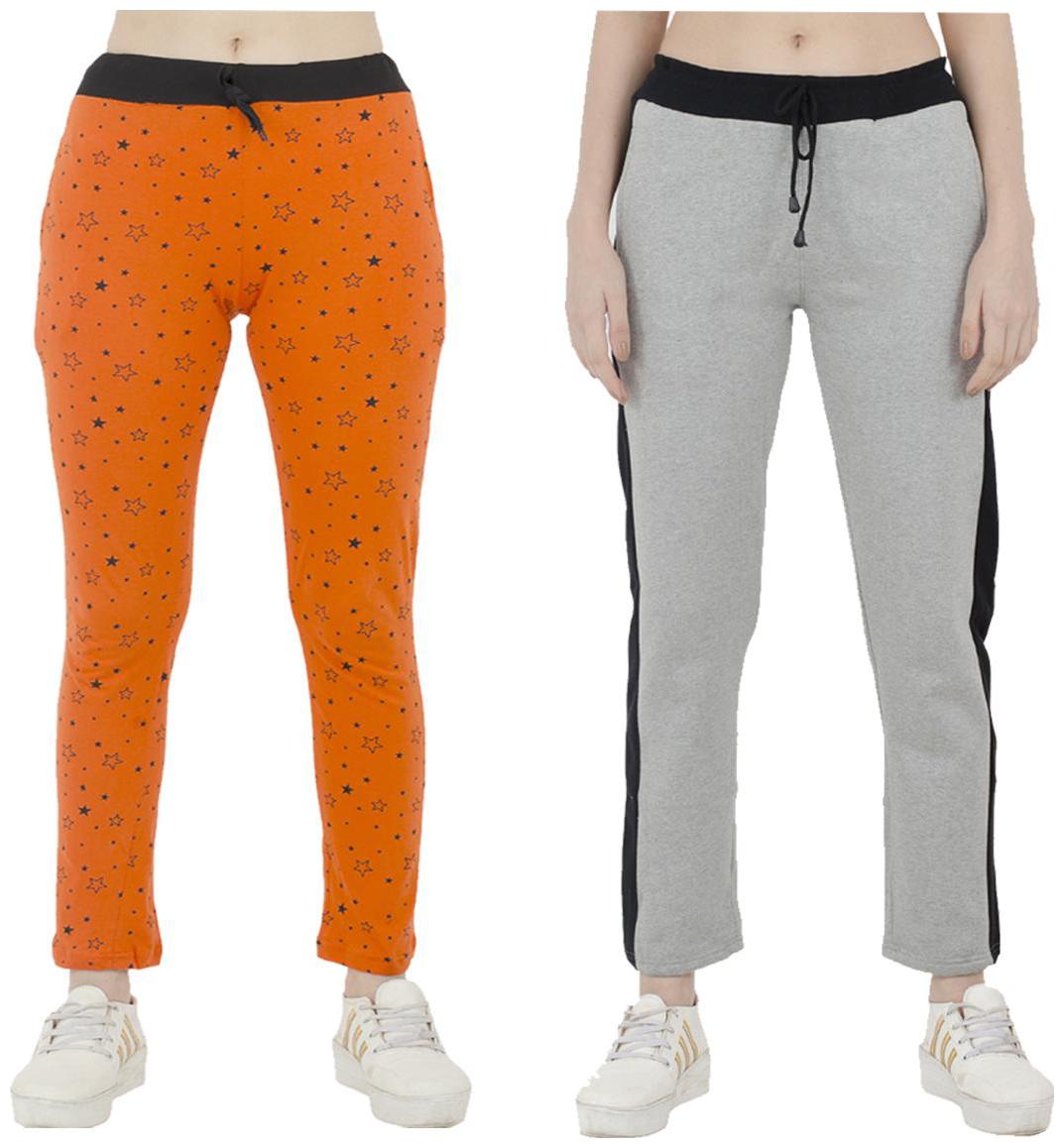 

Indiweaves Women Regular fit Polyester Printed Track pants - Grey