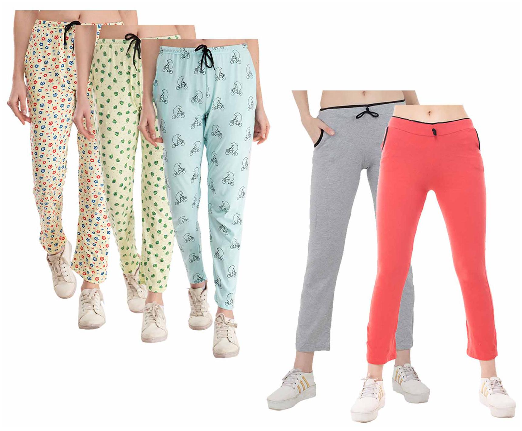 

Indiweaves Women Regular fit Cotton Printed Track pants - Multi