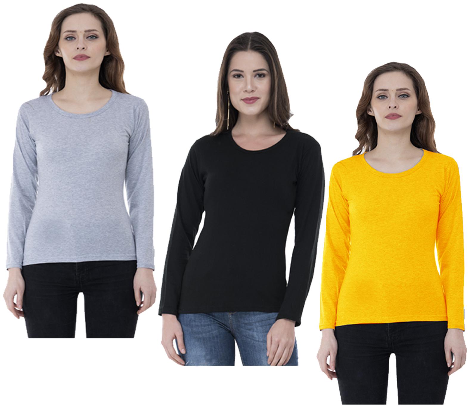 

Indiweaves Women Multi Regular fit Round neck Cotton T shirt