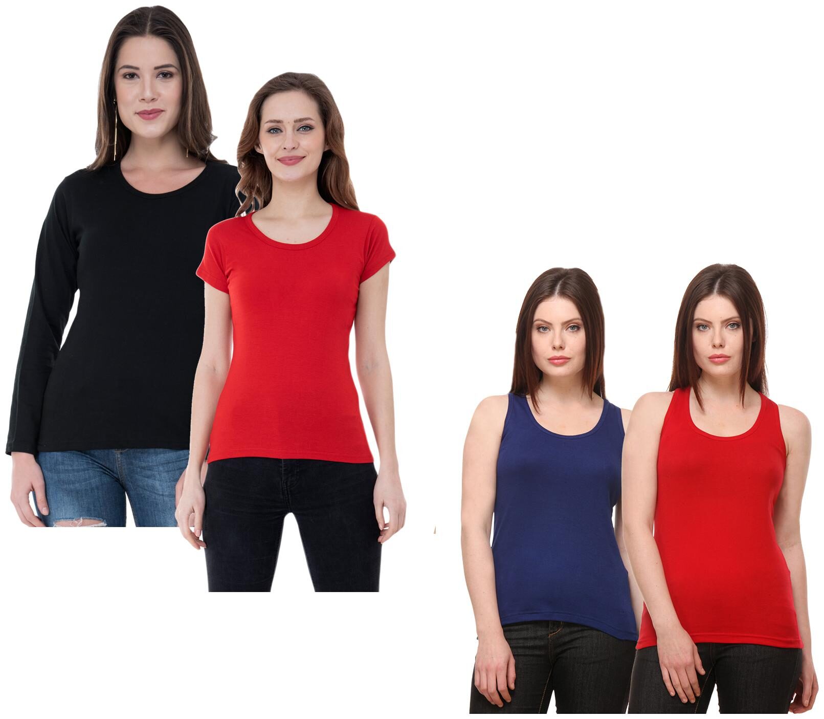 

Indiweaves Women Multi Regular fit Round neck Cotton Tank top