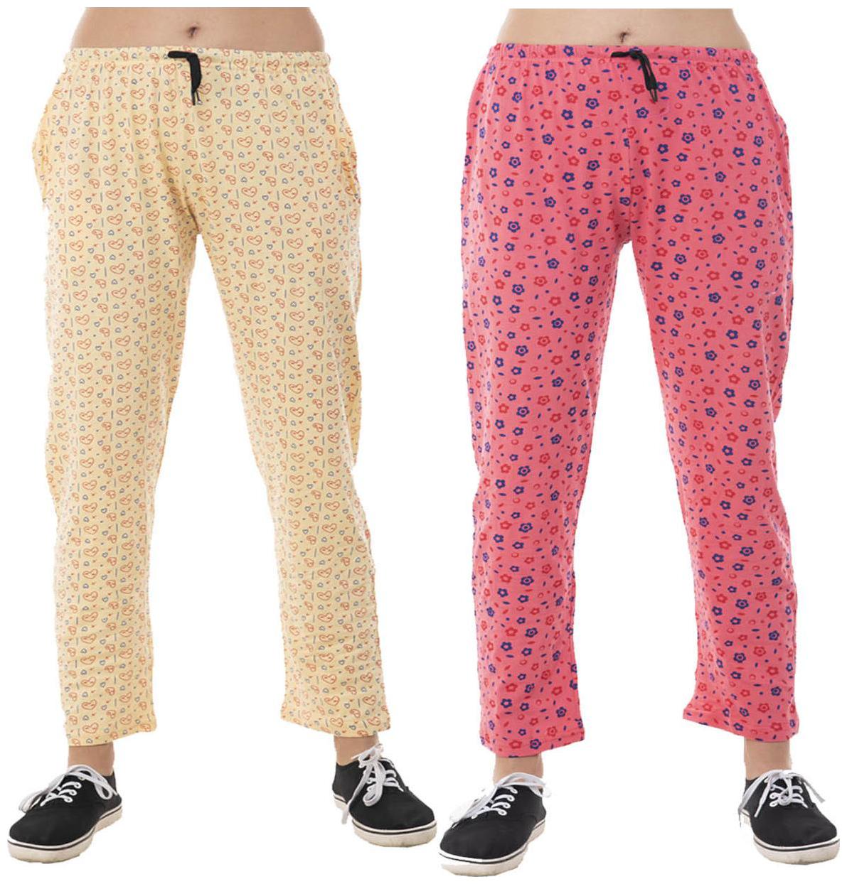 

Indiweaves Women Regular fit Cotton Printed Track pants - Red