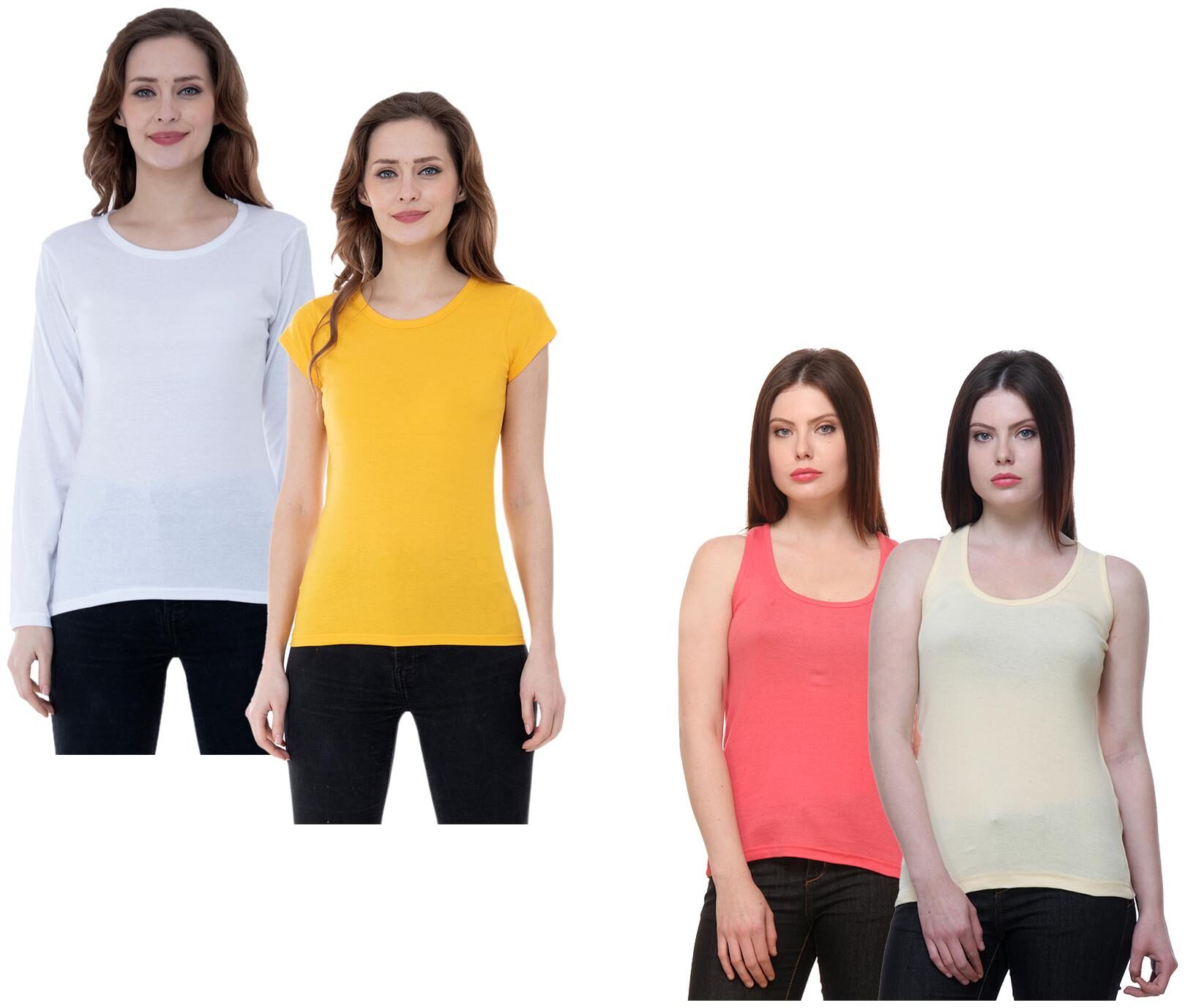

Indiweaves Women Multi Regular fit Round neck Cotton Tank top
