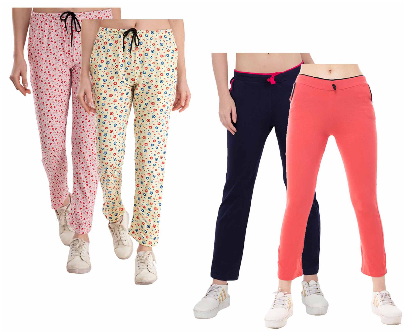 

Indiweaves Women Regular fit Cotton Printed Track pants - Multi