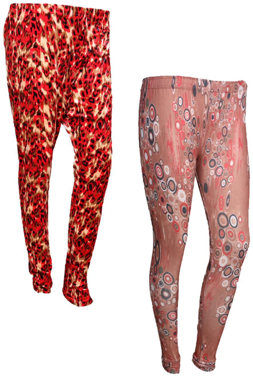 

IndiWeaves Women Cotton Printed Legging and Velvet Printed Leggings (Pack of 2)