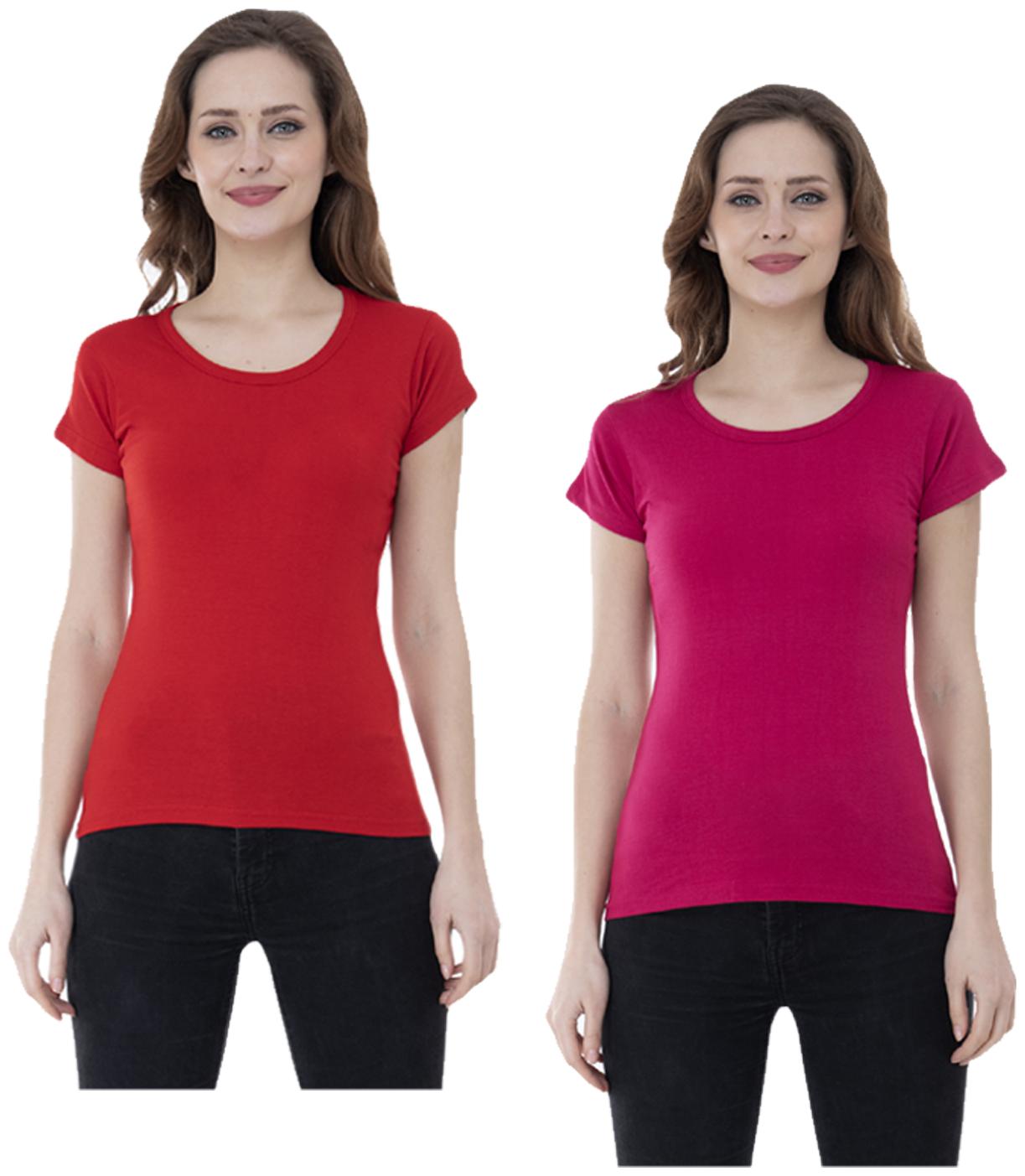 

Indiweaves Women Multi Regular fit Round neck Cotton T shirt