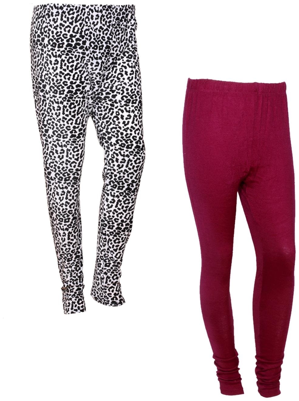 

IndiWeaves Women Woolen Plain and Velvet Printed Leggings for Winters (Pack of 2)