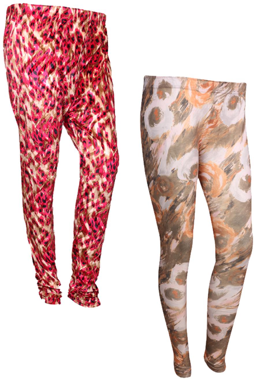 

IndiWeaves Women Cotton Printed Legging and Velvet Printed Leggings (Pack of 2)