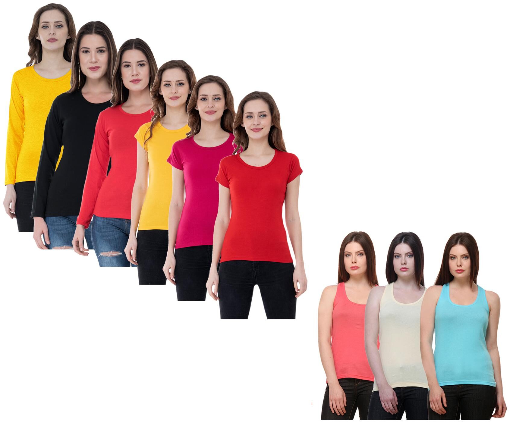 

Indiweaves Women Multi Regular fit Round neck Cotton Tank top