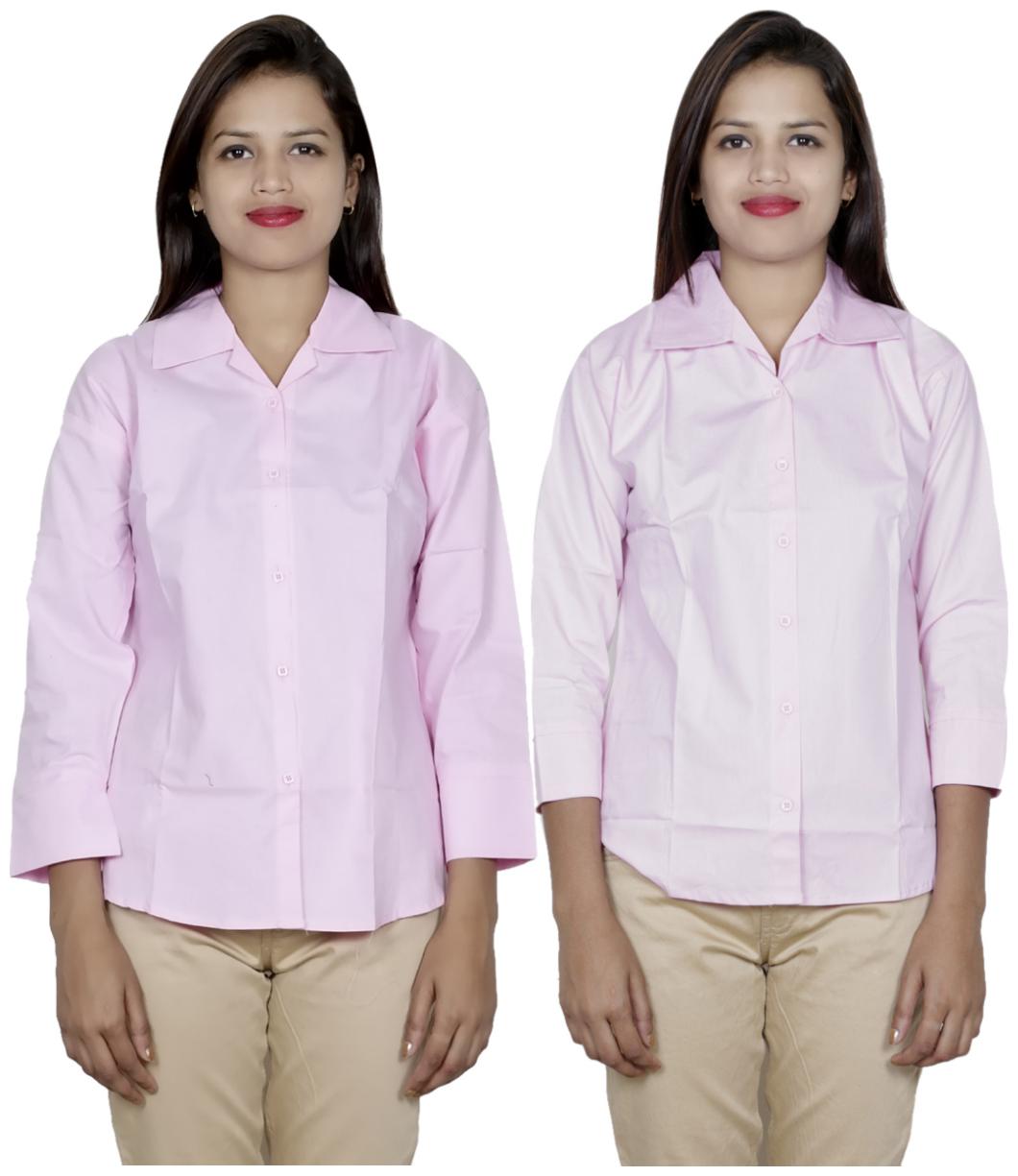 

Indiweaves Women Pink Solid Regular Fit Shirt