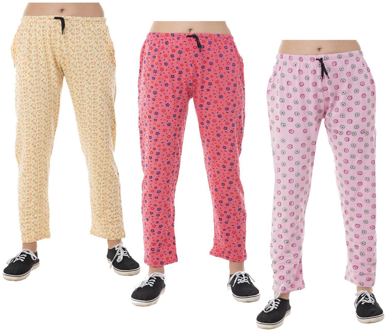 

Indiweaves Women Regular fit Cotton Printed Track pants - Pink
