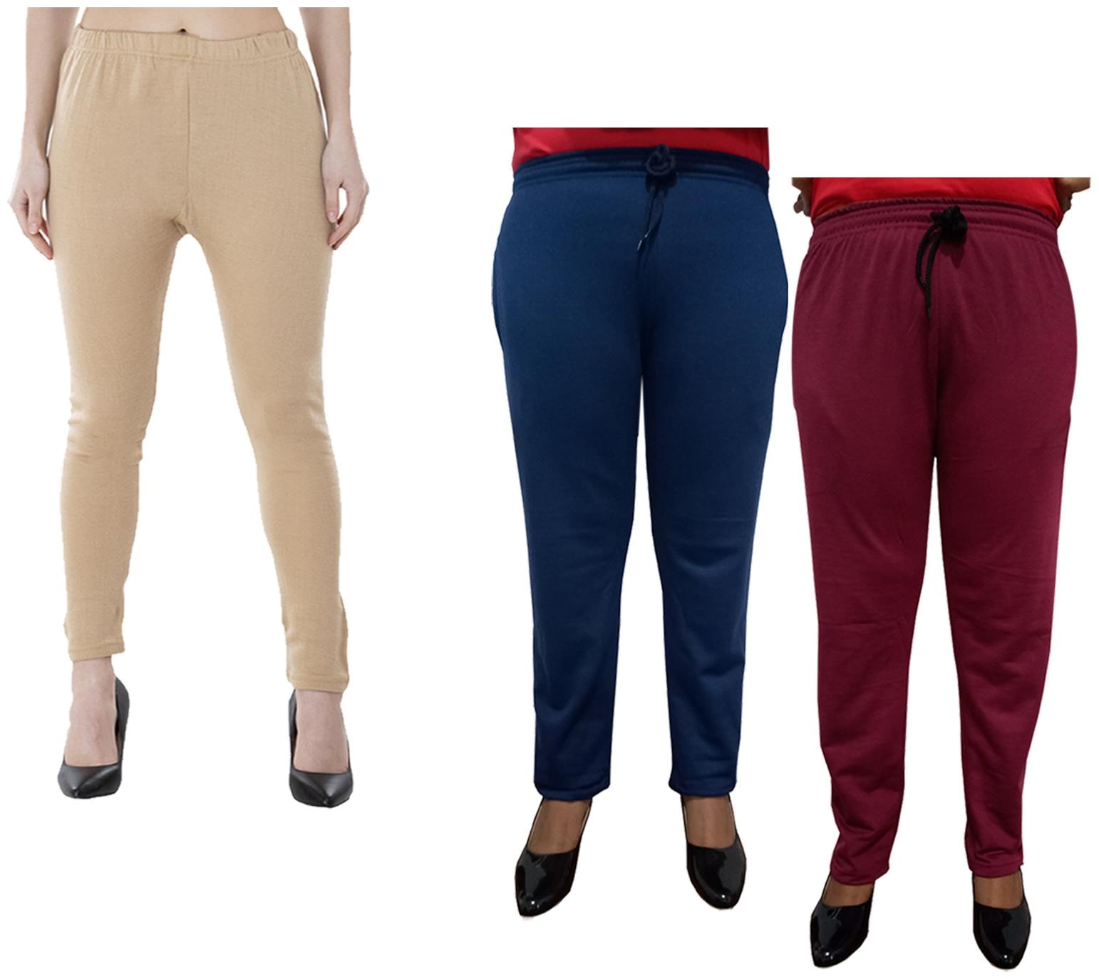 

Indiweaves Women Regular fit Fleece Solid Track pants - Multi