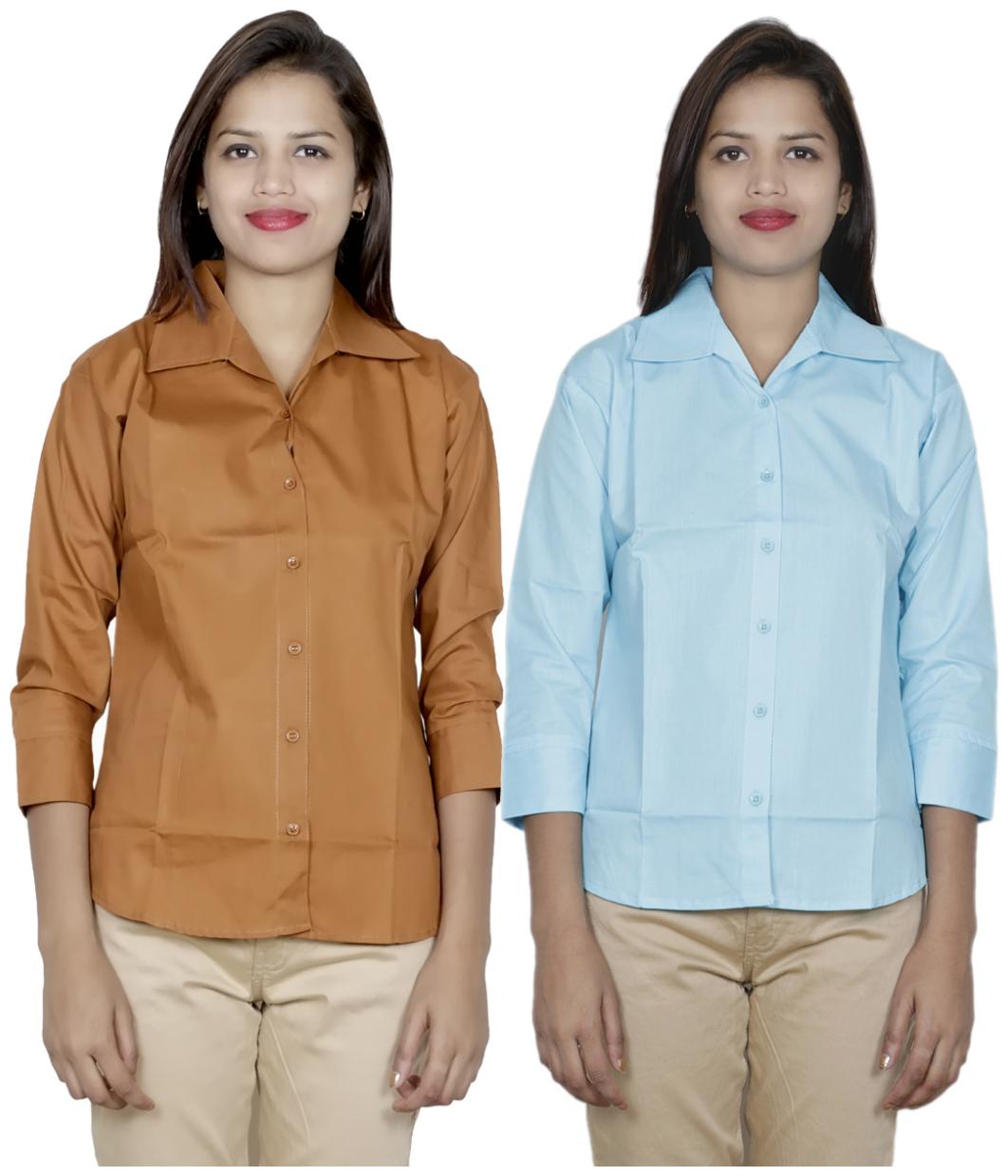 

Indiweaves Women Brown Solid Regular Fit Shirt