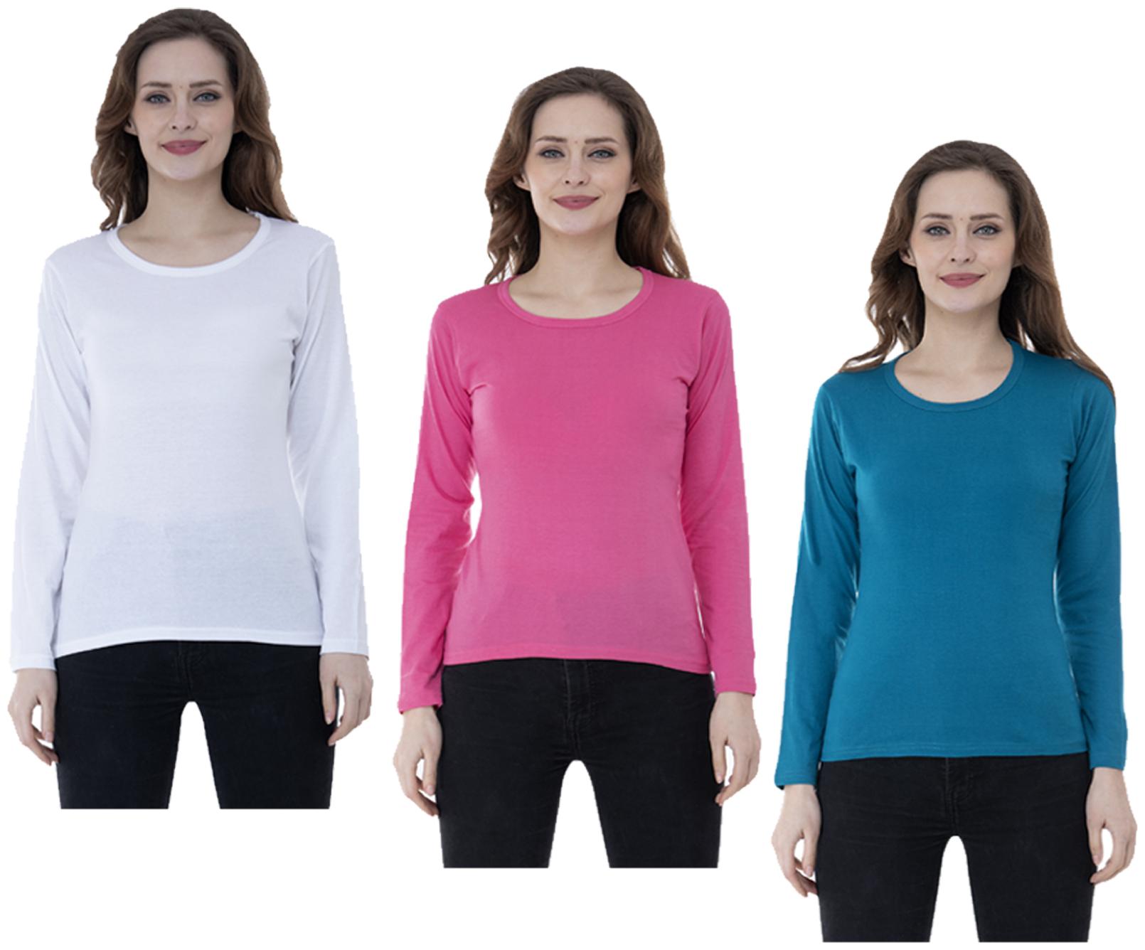 

Indiweaves Women Multi Regular fit Round neck Cotton T shirt