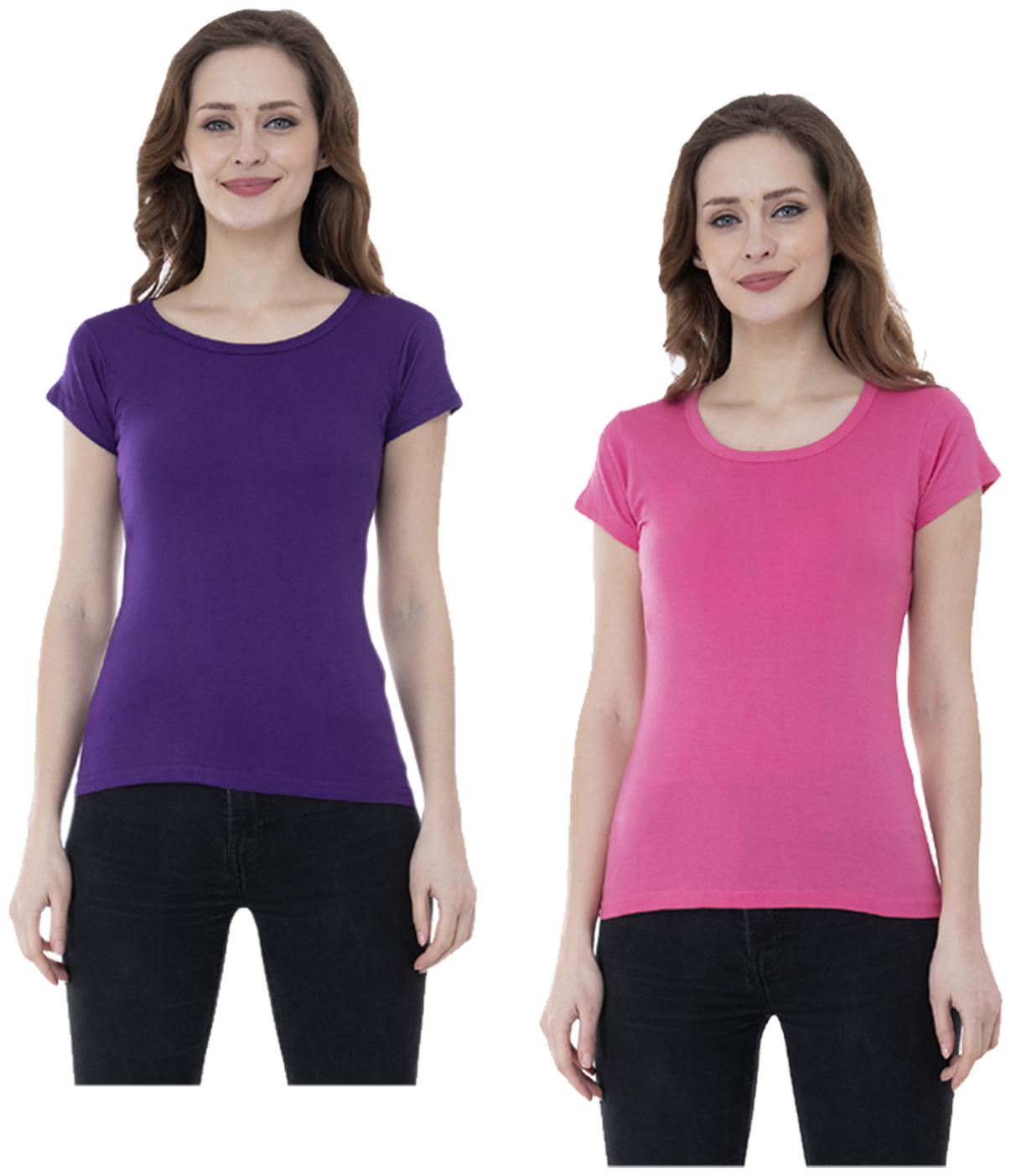 

Indiweaves Women Multi Regular fit Round neck Cotton T shirt