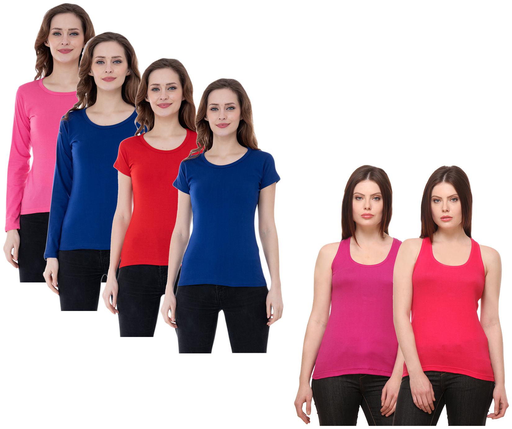 

Indiweaves Women Multi Regular fit Round neck Cotton Tank top