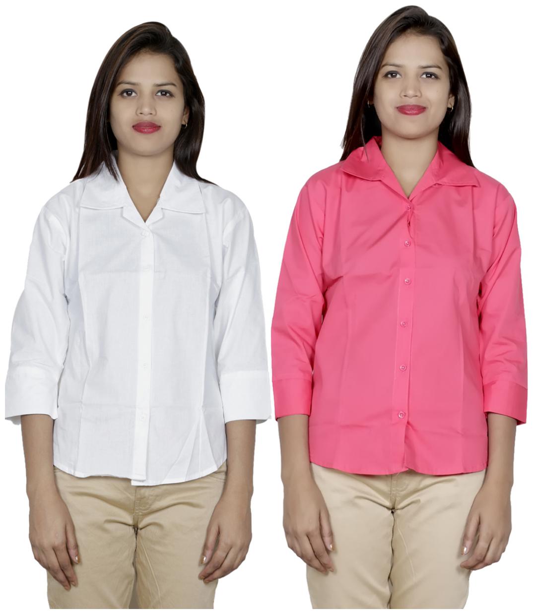 

Indiweaves Women White Solid Regular Fit Shirt