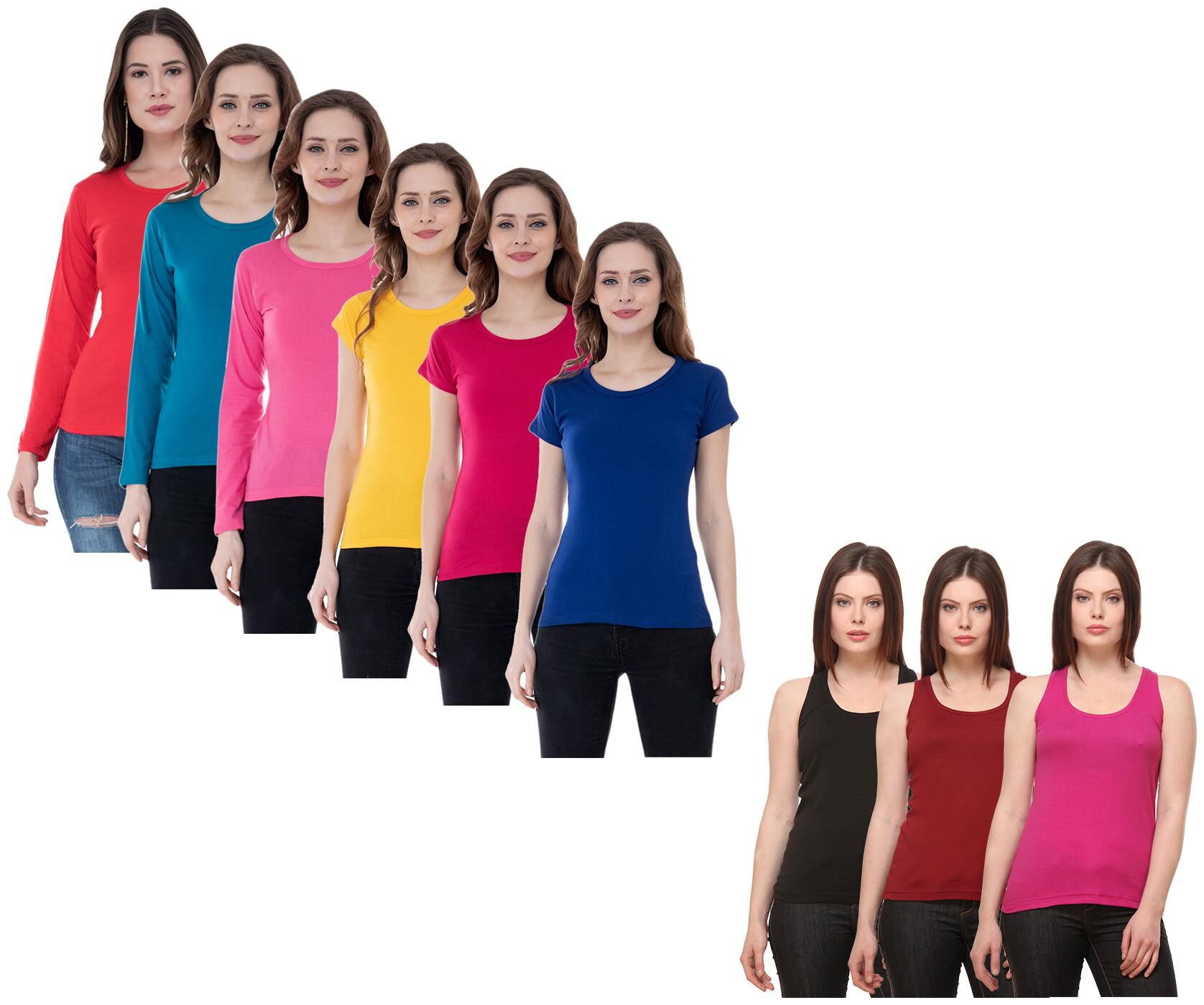 

Indiweaves Women Multi Regular fit Round neck Cotton Tank top