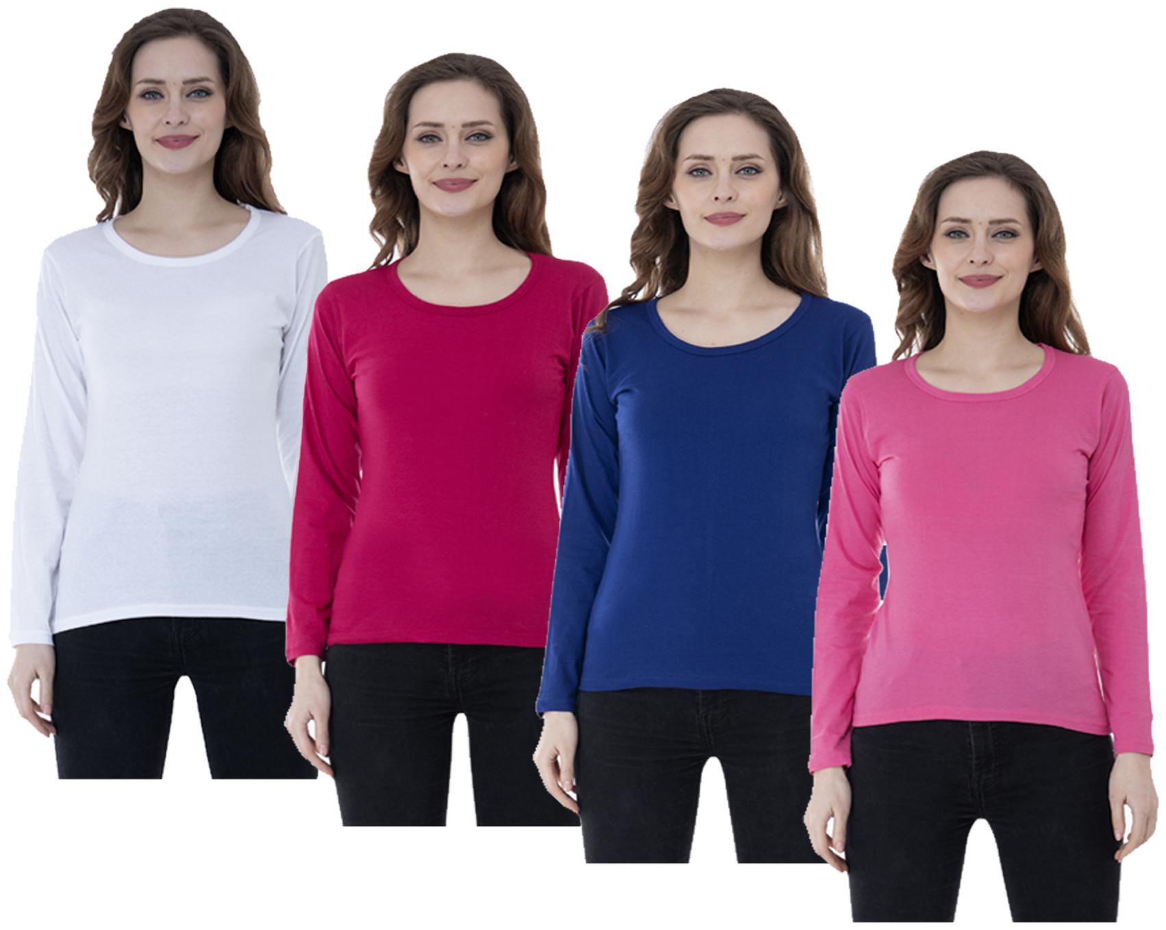 

Indiweaves Women Multi Regular fit Round neck Cotton T shirt