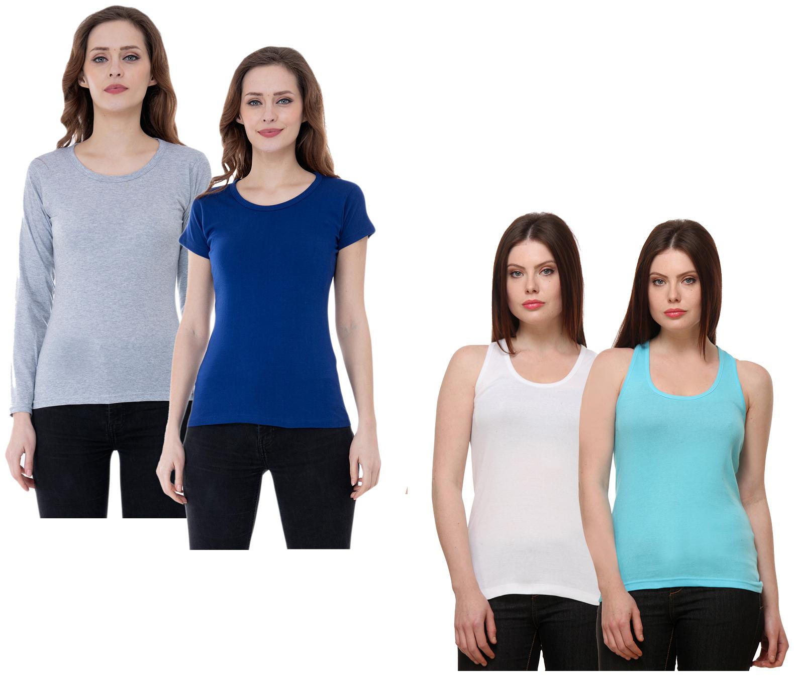 

Indiweaves Women Multi Regular fit Round neck Cotton Tank top