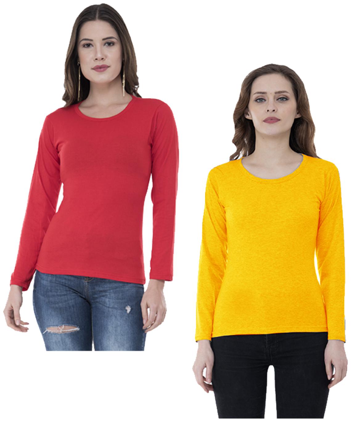 

Indiweaves Women Multi Regular fit Round neck Cotton T shirt