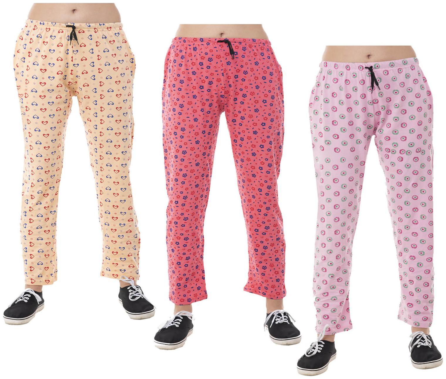 

Indiweaves Women Regular fit Cotton Printed Track pants - Pink