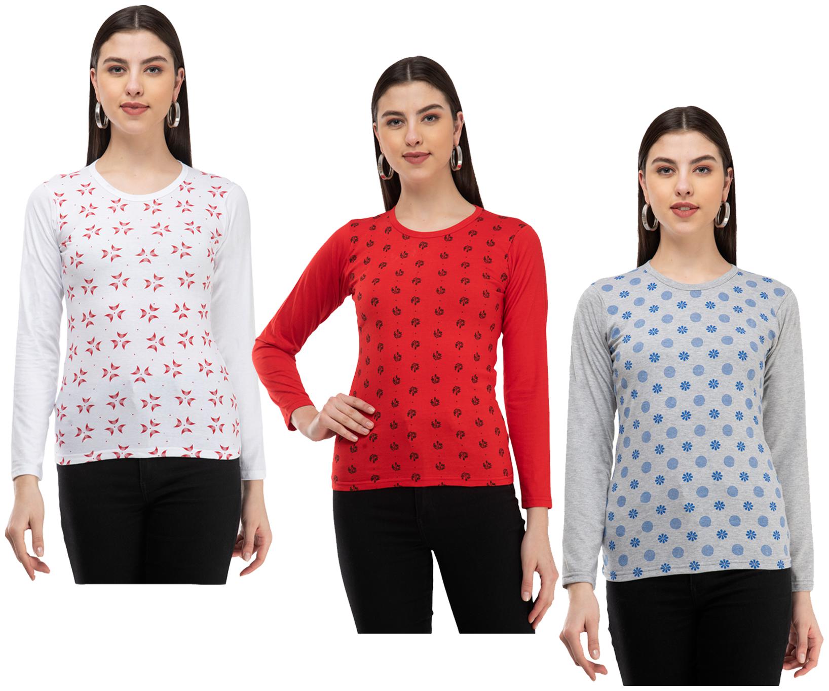 

Indiweaves Women Multi Regular fit Round neck Cotton T shirt