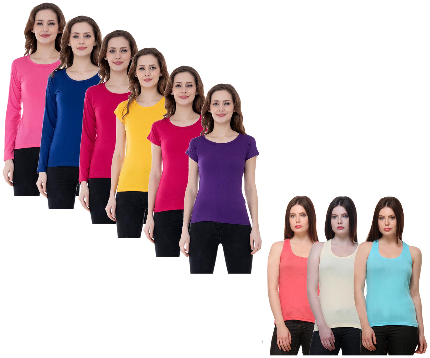 

Indiweaves Women Multi Regular fit Round neck Cotton Tank top