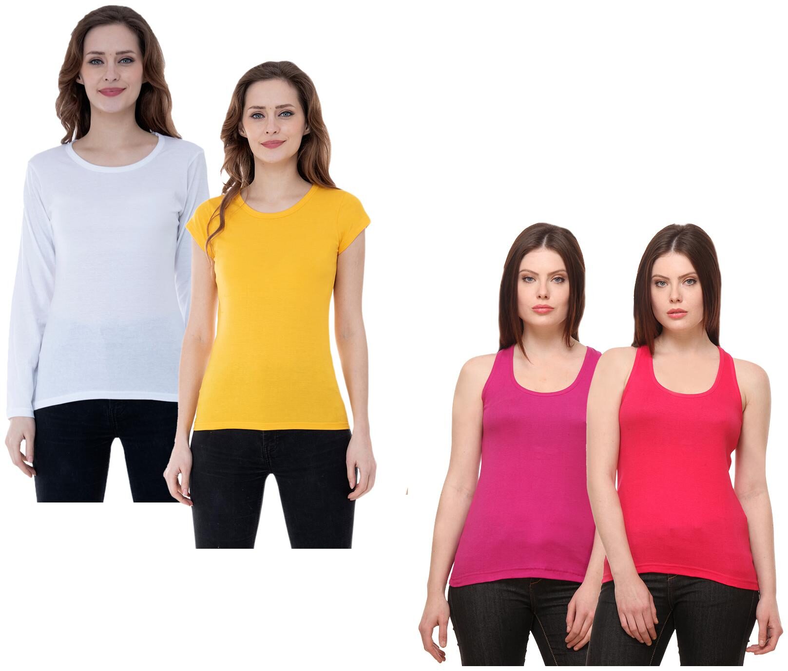 

Indiweaves Women Multi Regular fit Round neck Cotton Tank top