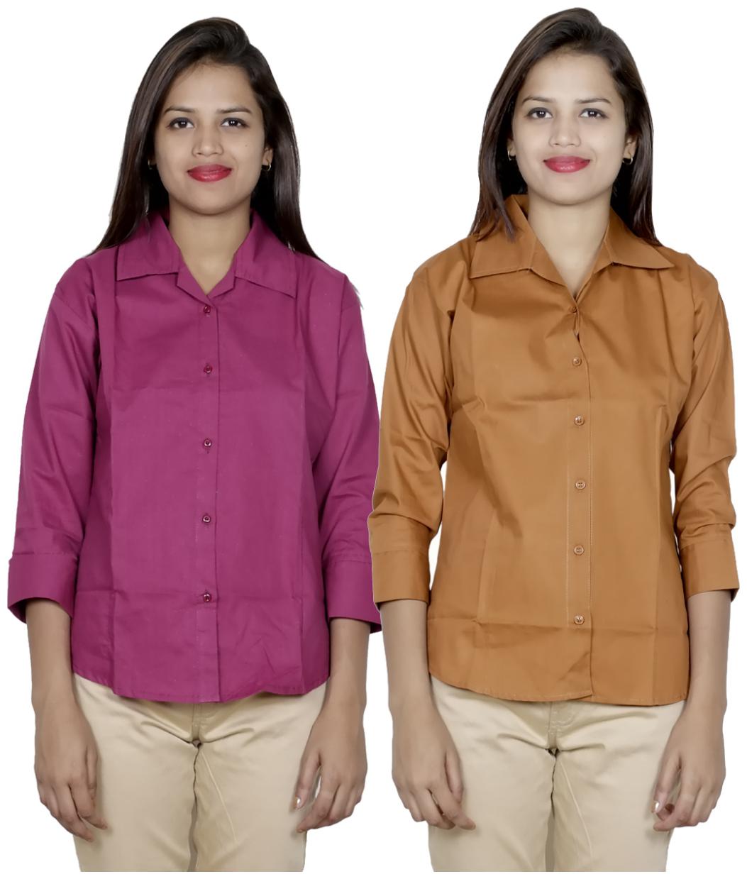 

Indiweaves Women Pink Solid Regular Fit Shirt