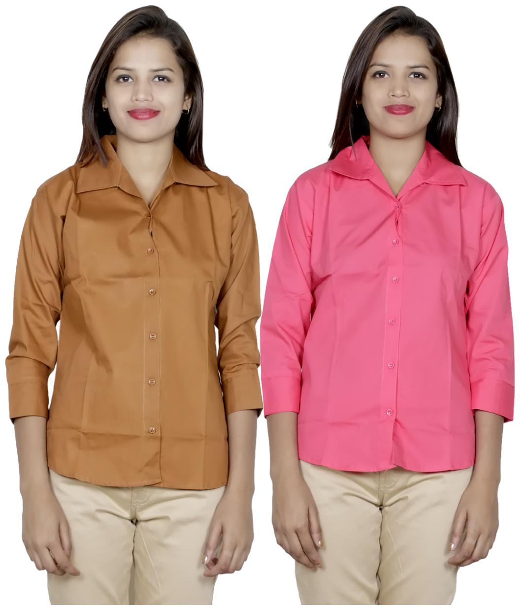

Indiweaves Women Brown Solid Regular Fit Shirt