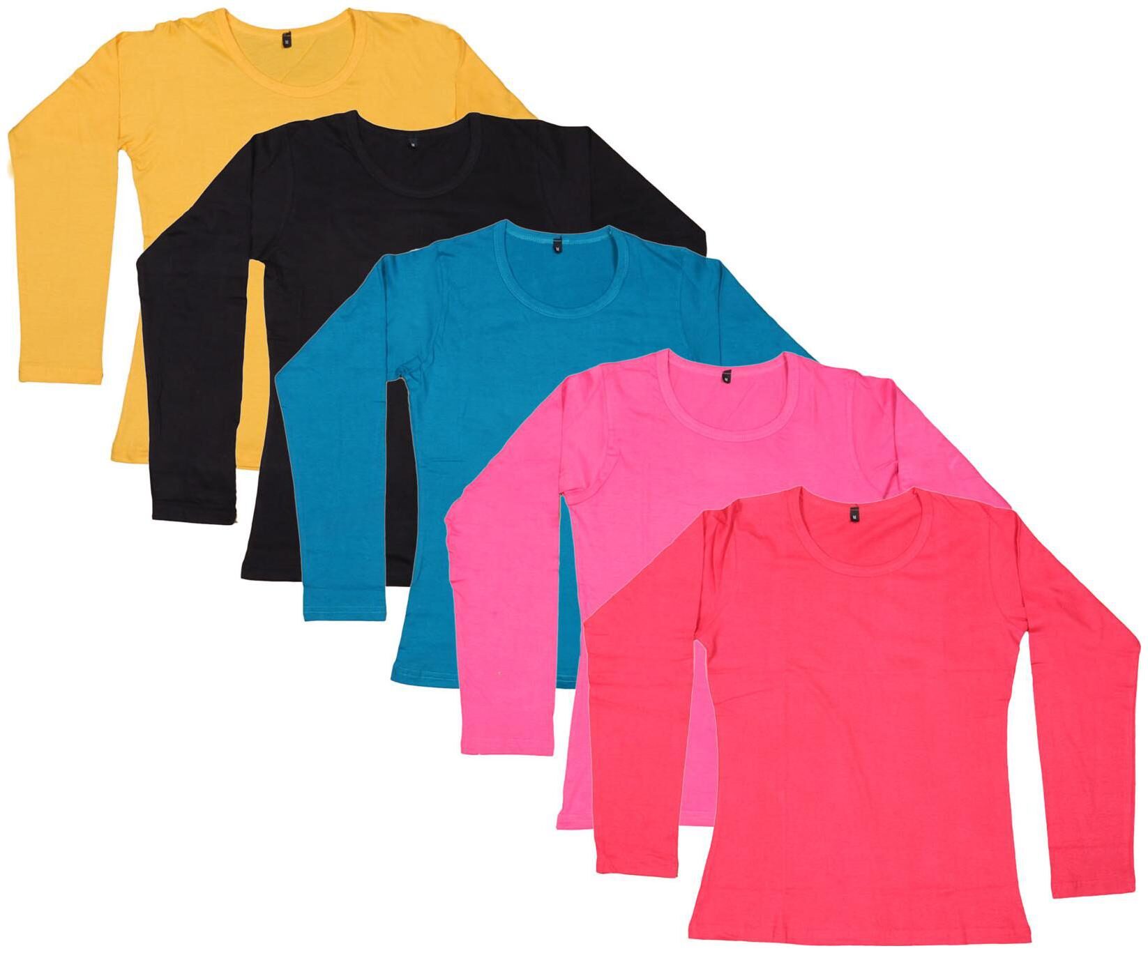 

Indiweaves Women Multi Regular fit Round neck Cotton T shirt