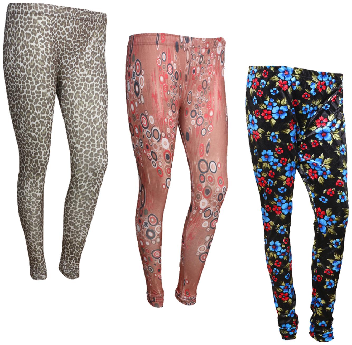 

IndiWeaves Women Cotton Printed Legging and Velvet Printed Leggings (Pack of 3)