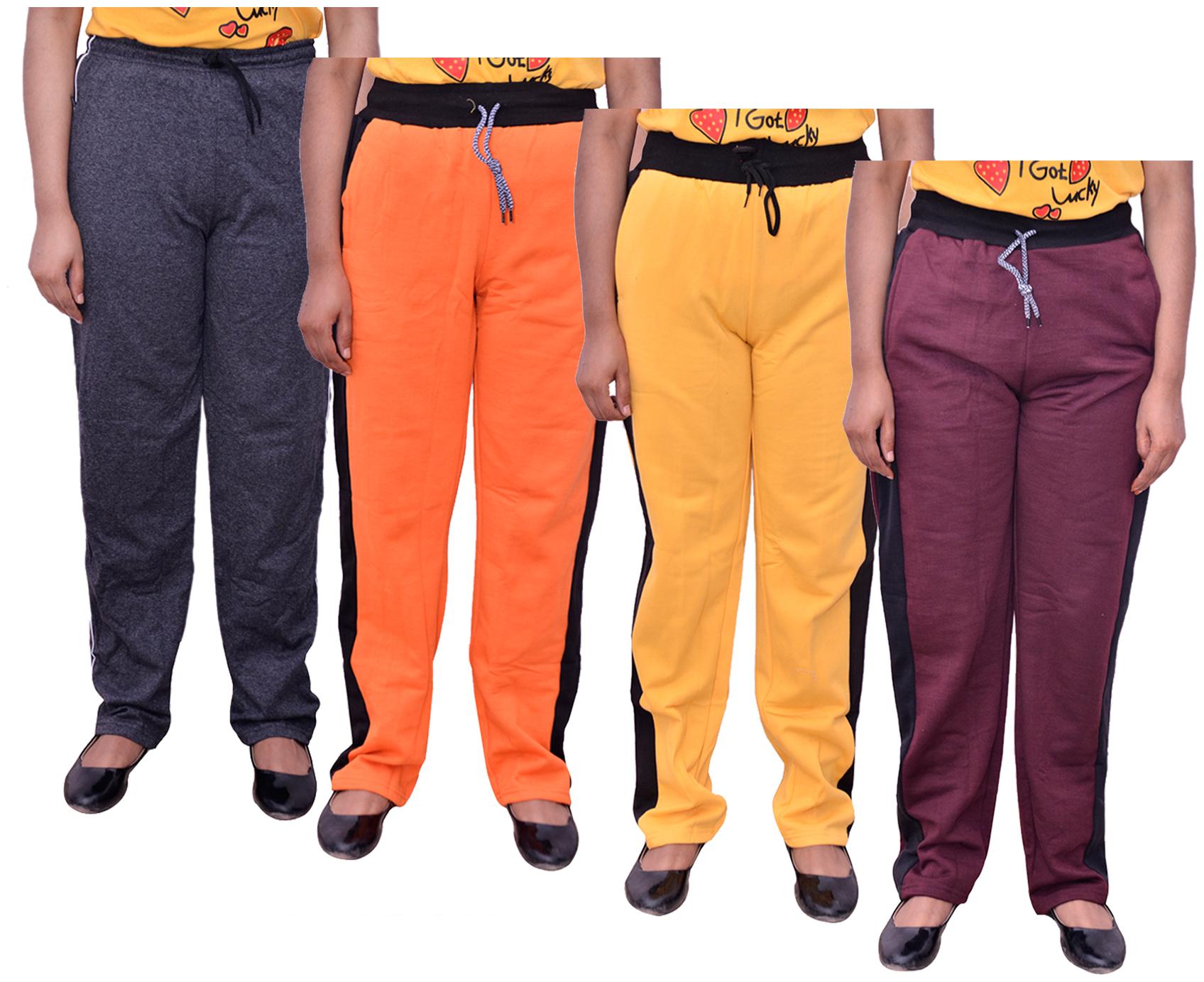 

Indiweaves Women Regular fit Cotton Solid Track pants - Multi