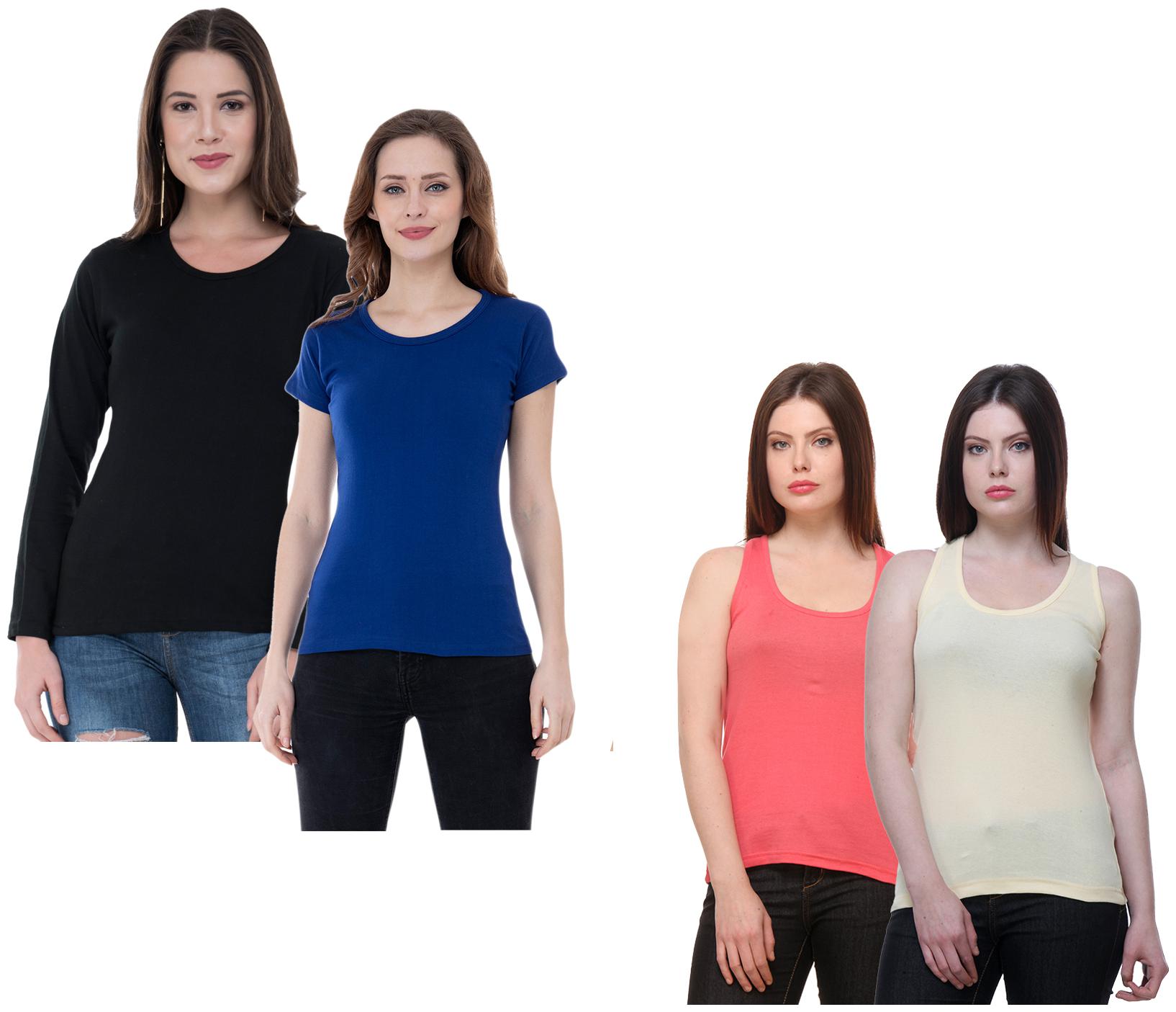 

Indiweaves Women Multi Regular fit Round neck Cotton Tank top