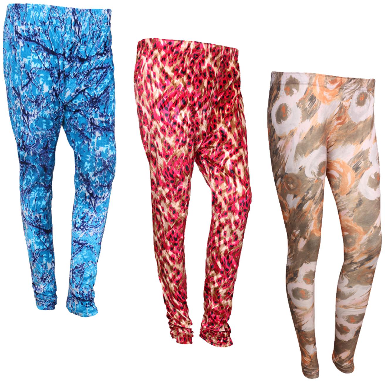 

IndiWeaves Women Cotton Printed Legging and Velvet Printed Leggings (Pack of 3)
