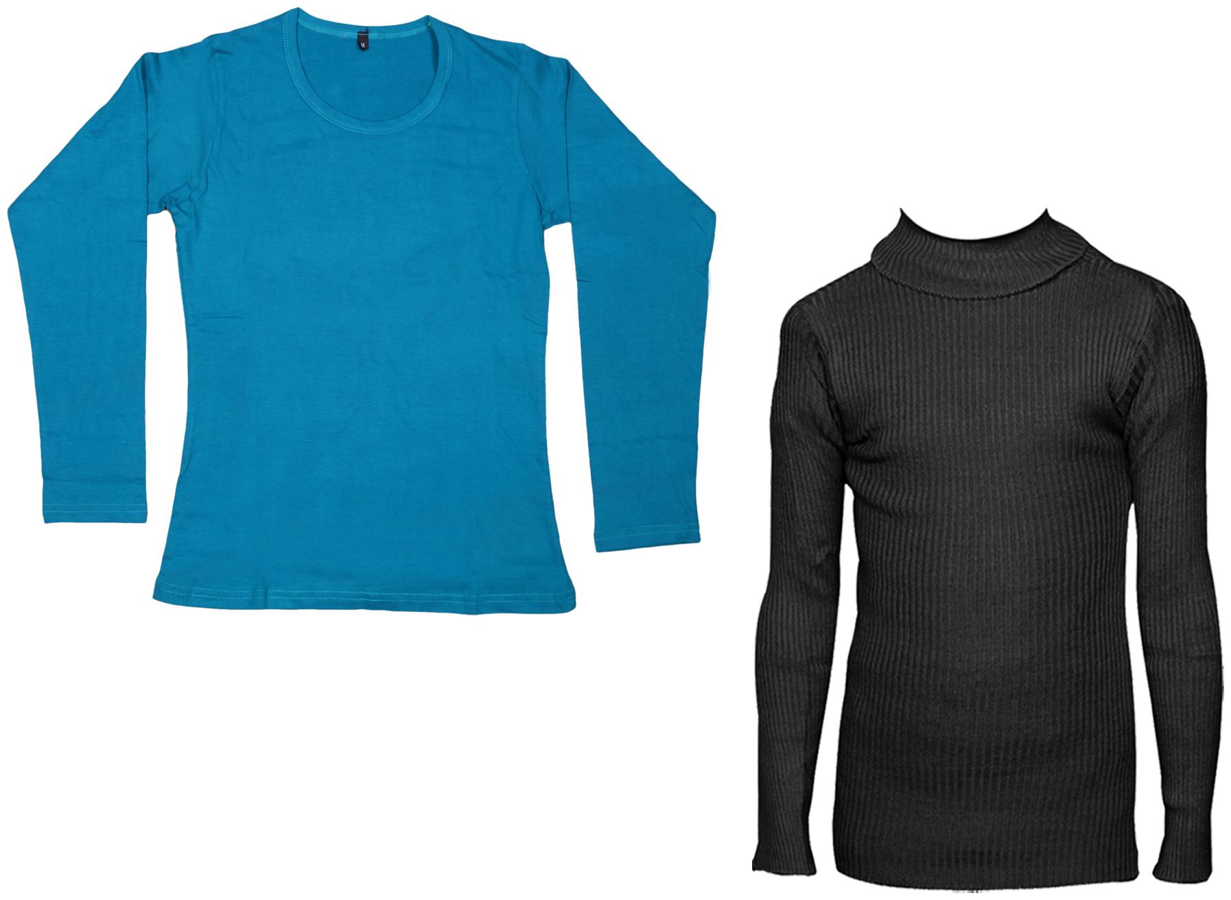 

Indiweaves Women Blue Regular fit Round neck Cotton T shirt