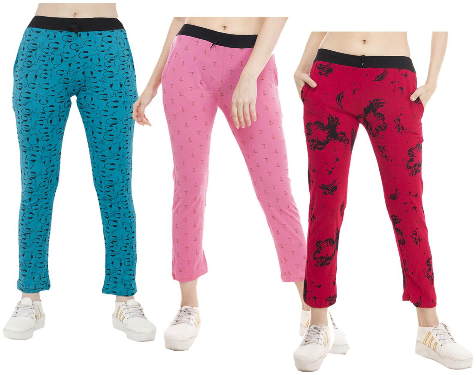 

Indiweaves Women Regular fit Polyester Printed Track pants - Multi