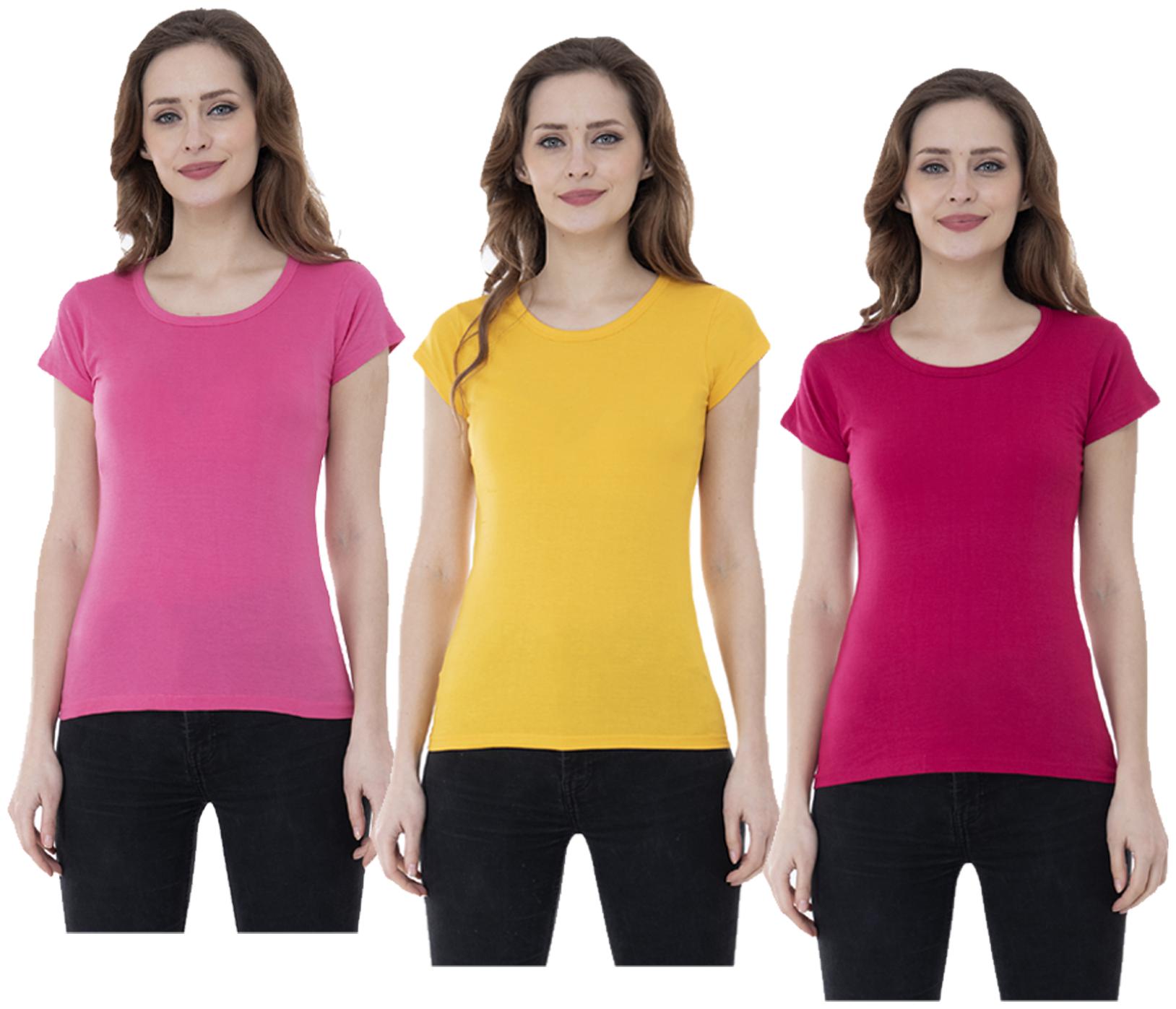 

Indiweaves Women Multi Regular fit Round neck Cotton T shirt