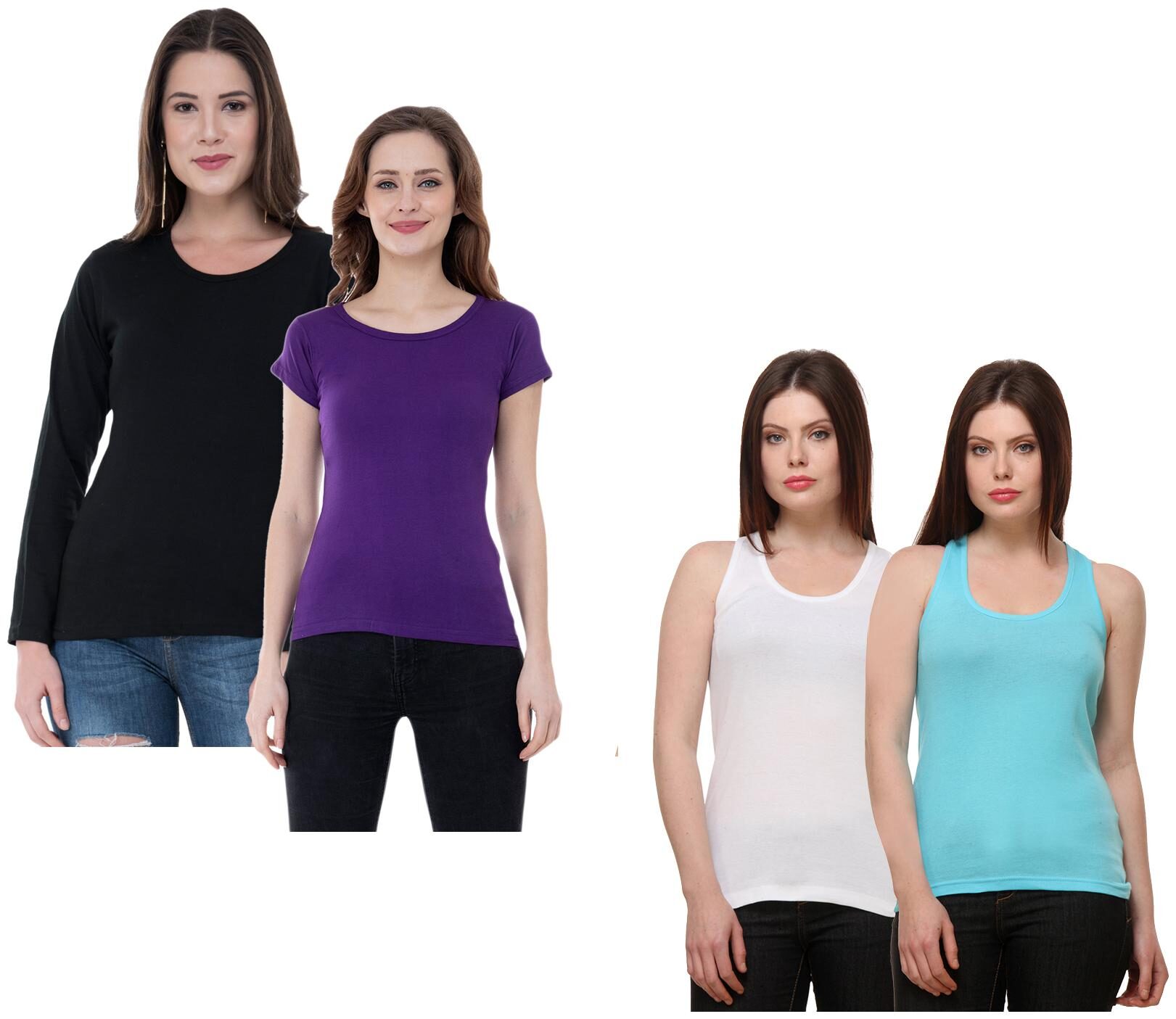 

Indiweaves Women Multi Regular fit Round neck Cotton Tank top