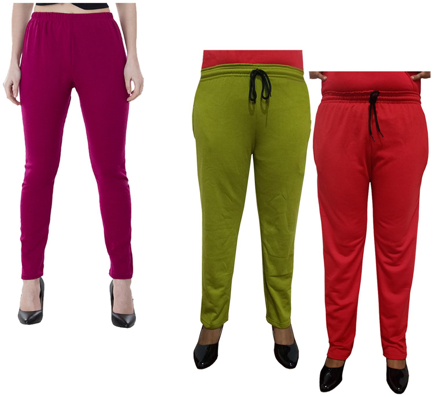 

Indiweaves Women Regular fit Fleece Solid Track pants - Multi