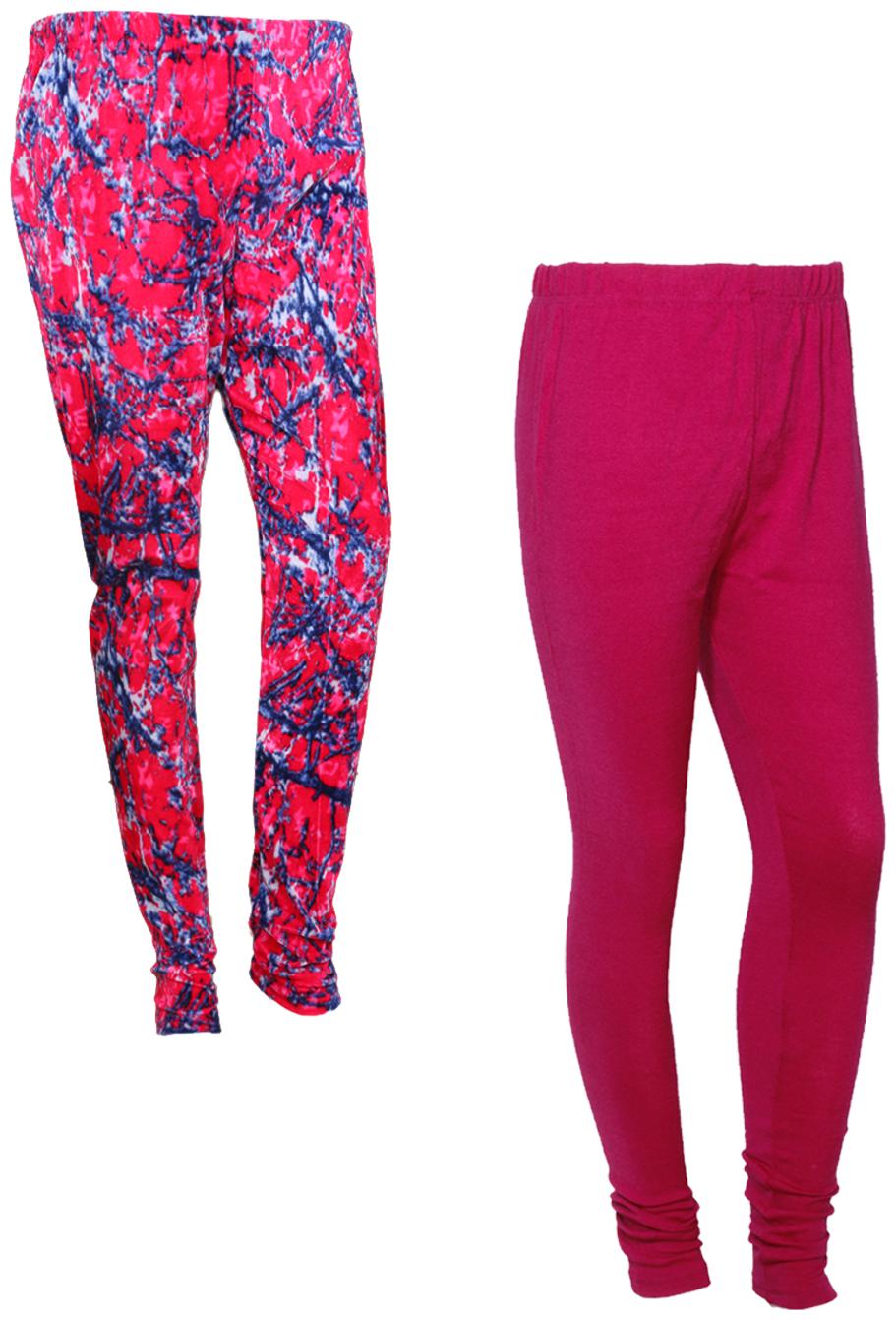 

IndiWeaves Women Woolen Plain and Velvet Printed Leggings for Winters (Pack of 2)