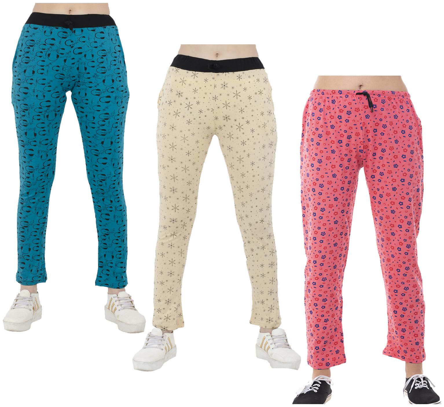 

Indiweaves Women Regular fit Cotton Printed Track pants - Multi
