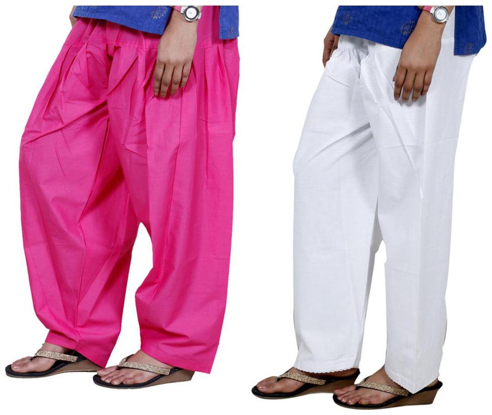 

Indiweaves Cotton Patiala - Pink