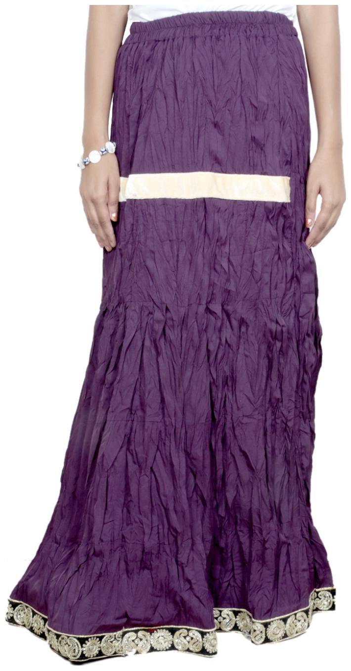 

IndiWeaves Women Cambric Cotton Purple Full Length Skirt