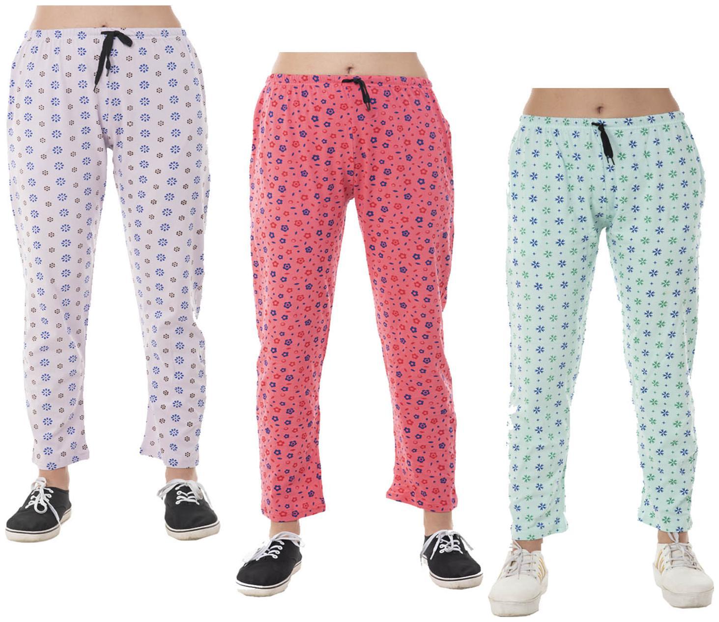 

Indiweaves Women Regular fit Cotton Printed Track pants - Green
