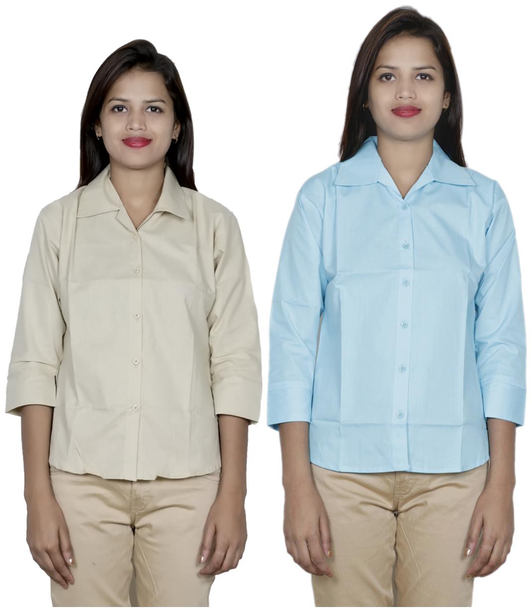 

Indiweaves Women Beige Solid Regular Fit Shirt