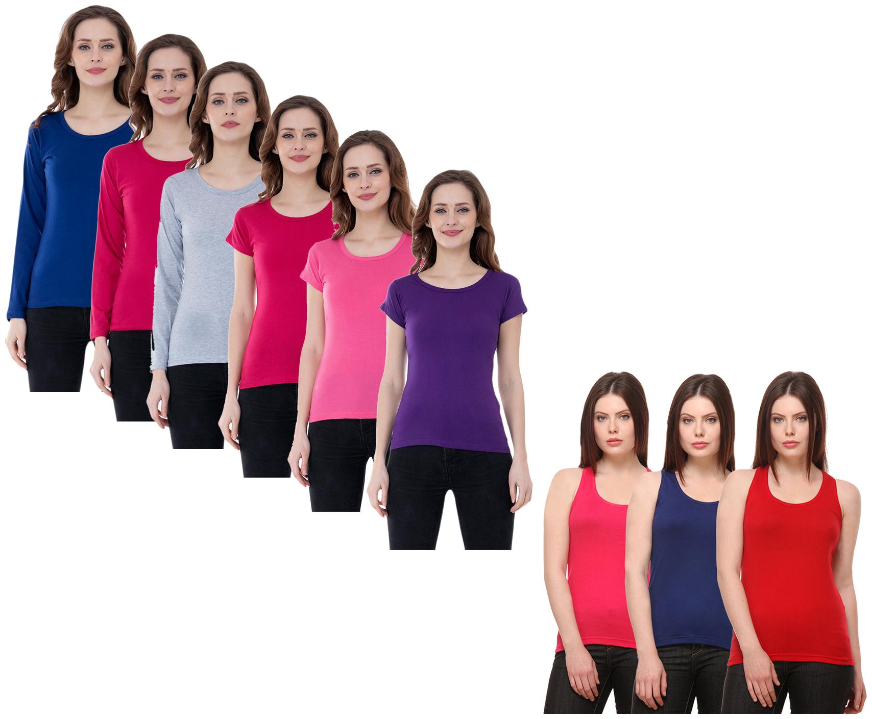 

Indiweaves Women Multi Regular fit Round neck Cotton Tank top