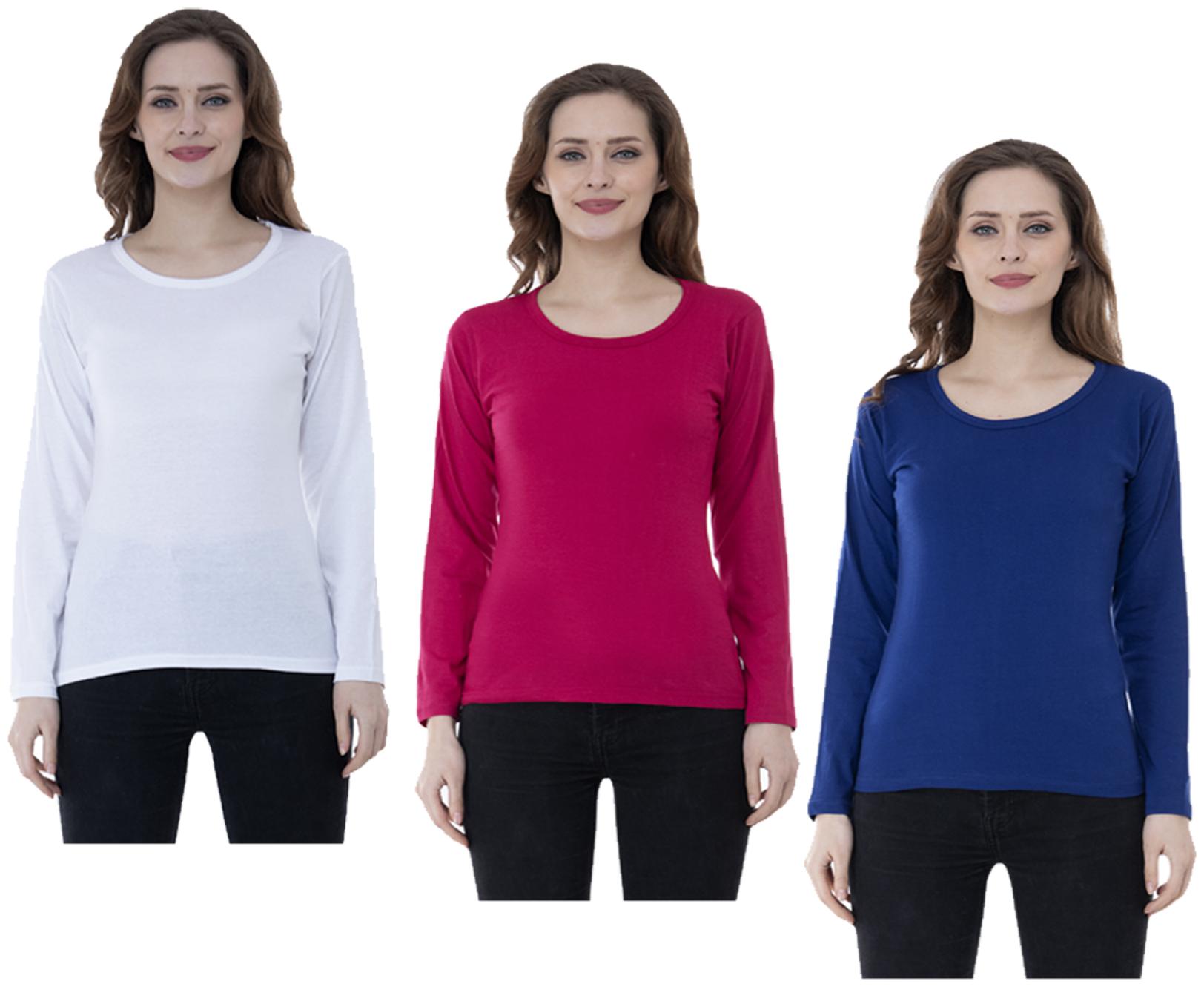 

Indiweaves Women Multi Regular fit Round neck Cotton T shirt