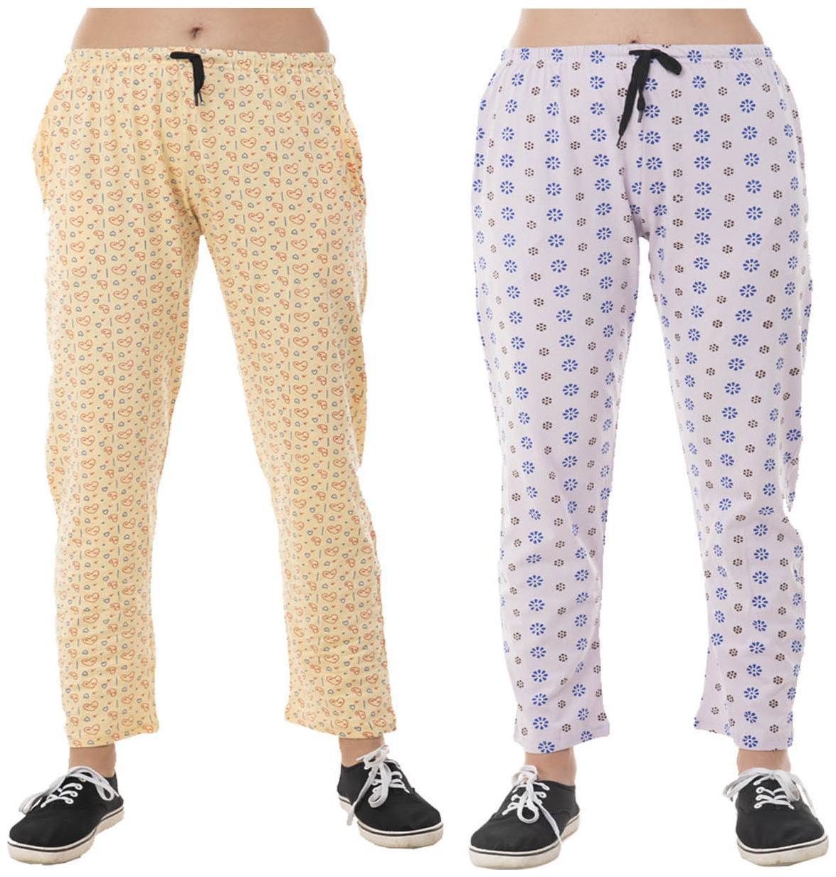 

Indiweaves Women Regular fit Cotton Printed Track pants - Purple