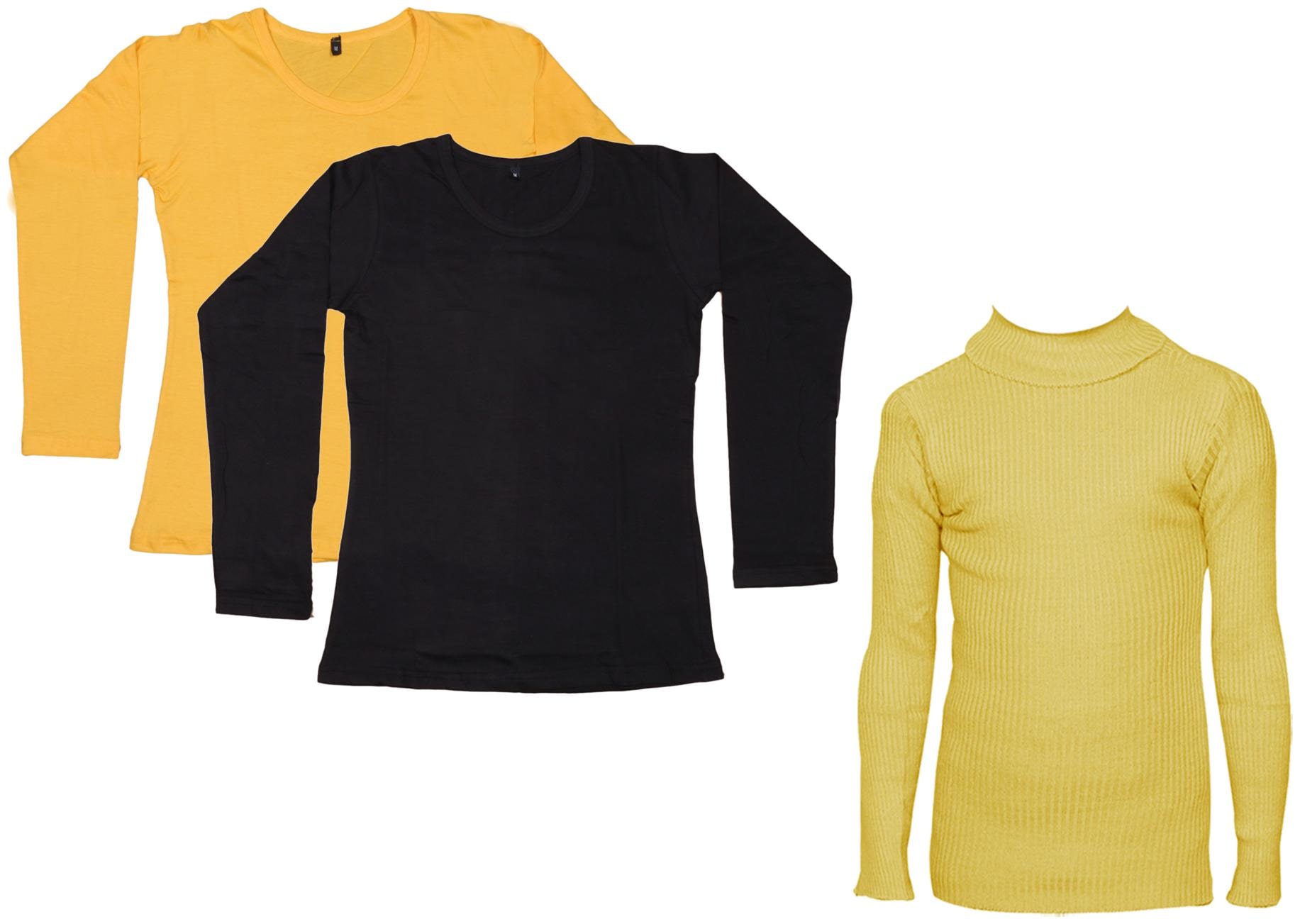 

Indiweaves Women Yellow Regular fit Round neck Cotton T shirt